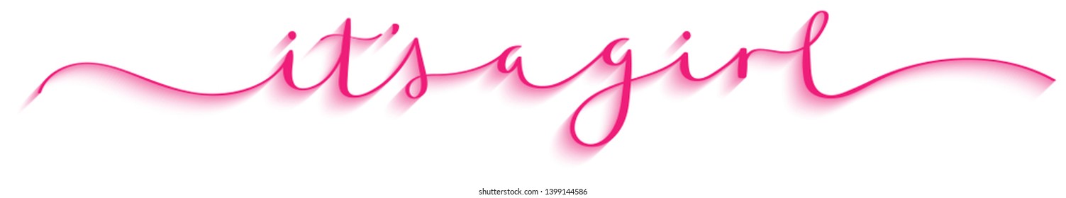 IT'S A GIRL pink brush calligraphy banner