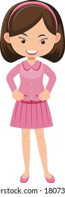 Girl in pink dress cartoon character illustration