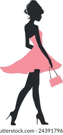 girl in a pink dress without background