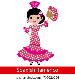 Girl in pink flamenco dress