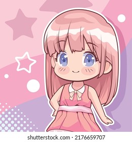 Girl With Pink Hair Anime Poster