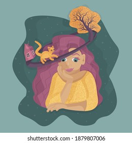 the girl with pink hair, dream of a house