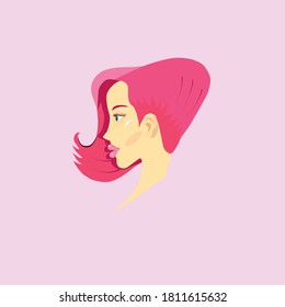 girl with pink hair vector illustration