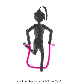 girl pink jumping rope fitness vector illustration eps 10