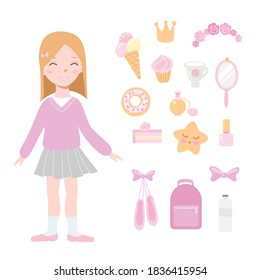 girl pink set with accessories