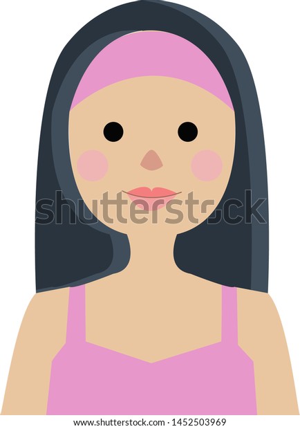 Girl Pink Shirt Blue Hair Vector People Beauty Fashion Stock Image