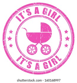 Its a girl pink stamp