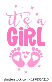 It's a Girl - pink stickers that have lovely feet with it's a girl. Perfect for Letter Seals for Baby Shower Invitations and thank you cards, baby shower favors, baby shower bingo, gender reveal party