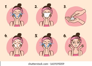 girl with pink top show how to wash your face