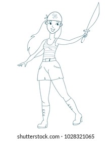 girl pirate coloring page