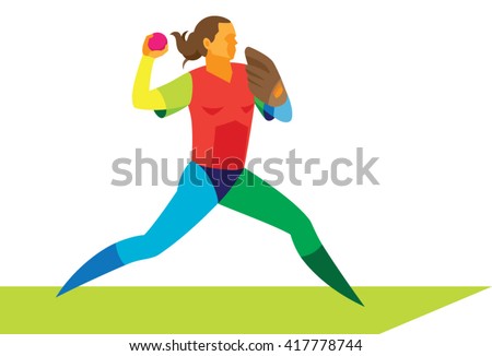 Girl is pitching in softball that is throwing the ball
