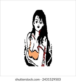 Girl pixel creative old style design vector illustration