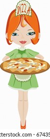 girl with pizza