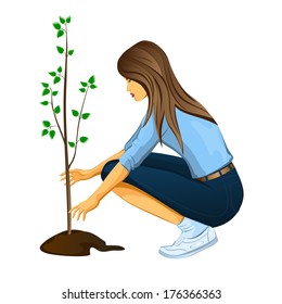 girl planting a tree