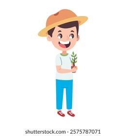 Girl planting tree vector illustration