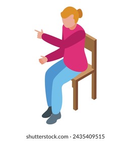 Girl play chess icon isometric vector. Leisure education. Sport school classroom