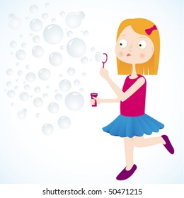 Girl play with de bubbles