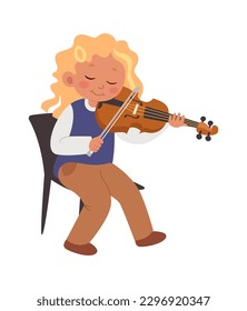 Dibujo de una chica en un vector de violín ilustración plana Instrumento musical clásico