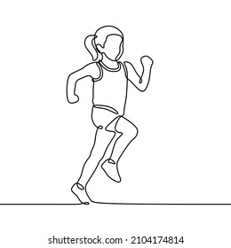 girl play run oneline single continuous line art