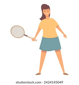 Girl play tennis icon cartoon vector. People trainer body. Play body