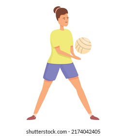 Girl play volleyball icon cartoon vector. Sport school. Kid education