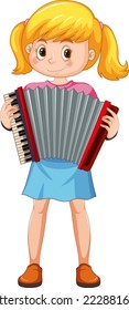 Girl playing accordion vector illustration