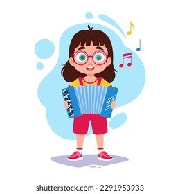 Niña tocando el acordeón. Ilustración del vector