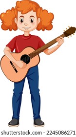 Girl playing acoustic guitar vector illustration