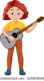Girl playing acoustic guitar vector illustration