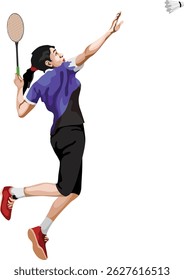 Girl Playing Badminton Sport Action