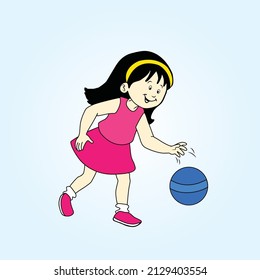
The girl is playing with the ball.