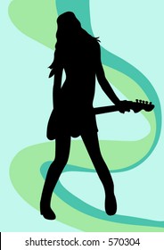 A girl playing bass