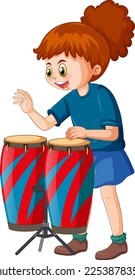Ilustración vectorial de tambores conga de juguete femenino