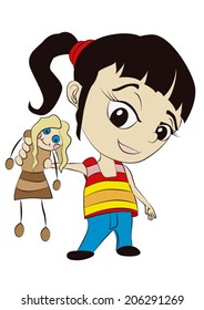 girl playing with doll 