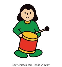 a girl is playing a dram cartoon character