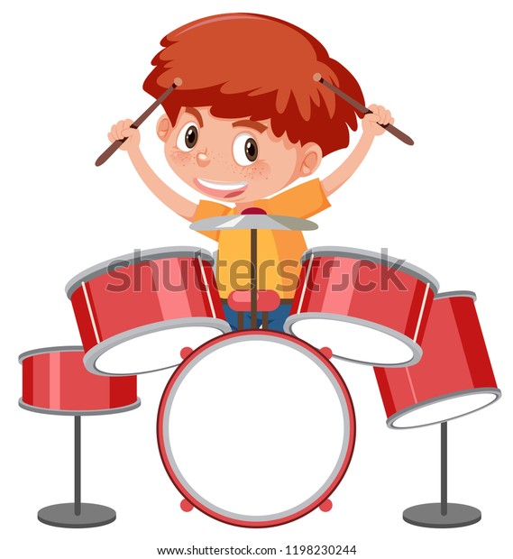 Girl Playing Drum Set Illustration Stock Vector (Royalty Free ...