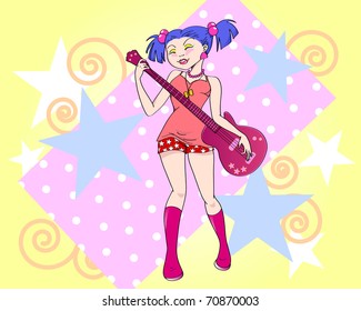 girl playing electric guitar