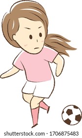 Girl playing football "Keep the ball"
