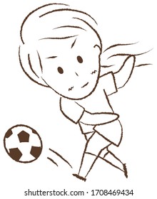 Girl playing football "Kicking ball"
