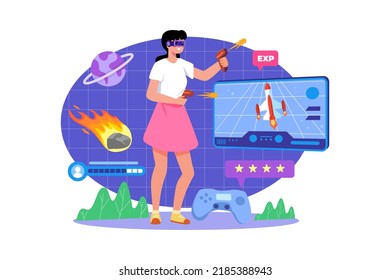 Girl playing a game in the metaverse