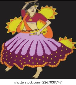 Niña jugando al vector Garba Rangoli