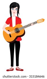 Girl playing a guitar