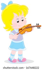 Girl playing her small violin