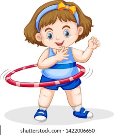 A girl playing hoola Hoop illustration