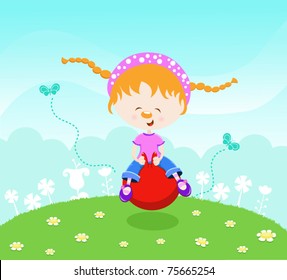Girl Playing With Hopper Ball