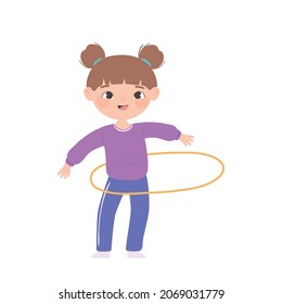 girl playing with hula hoop icon style