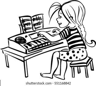 the girl playing the keyboard