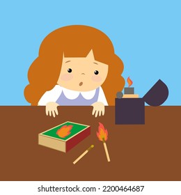 girl playing with matches and lighter