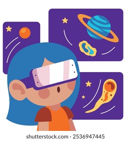 girl playing metaverse simulator isolated