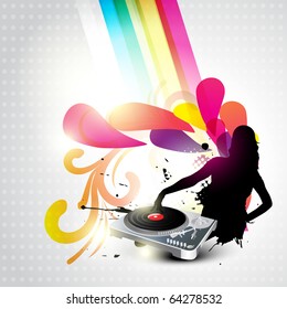 girl playing music dj turntable